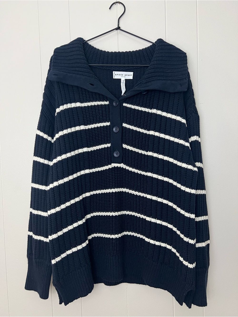 Apiece Apart Paloma Sweater Ribbed Striped Organic Cotton and Cashmere-Blend L